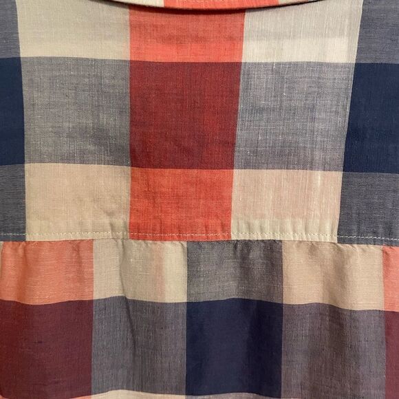 Perry Ellis Short Sleeve Linen Red White + Blue Button Down Shirt (XL) - Picture 5 of 5